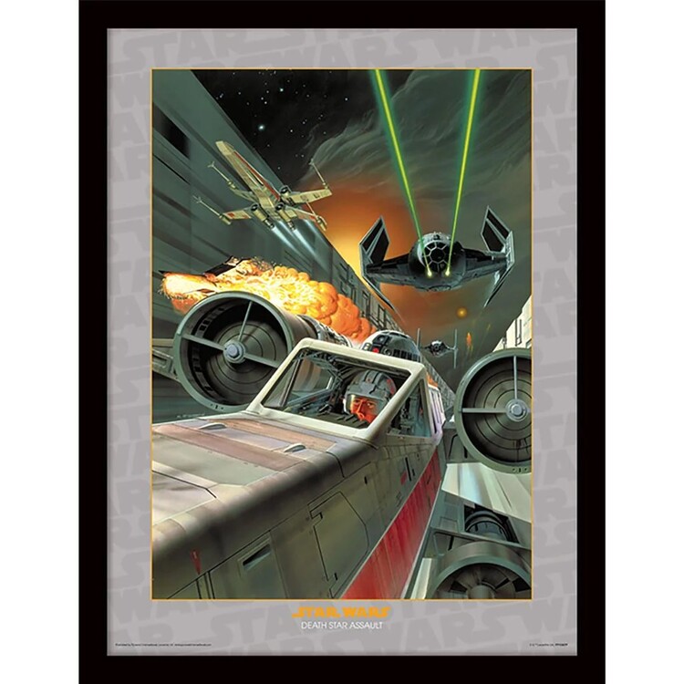 Zarámovaný plakát Star Wars - Death Star Assault