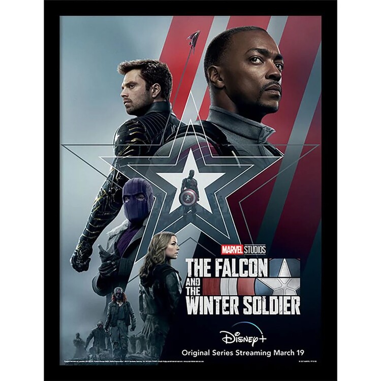 Zarámovaný plakát The Falcon and the Winter Soldier - Stars and Stripes