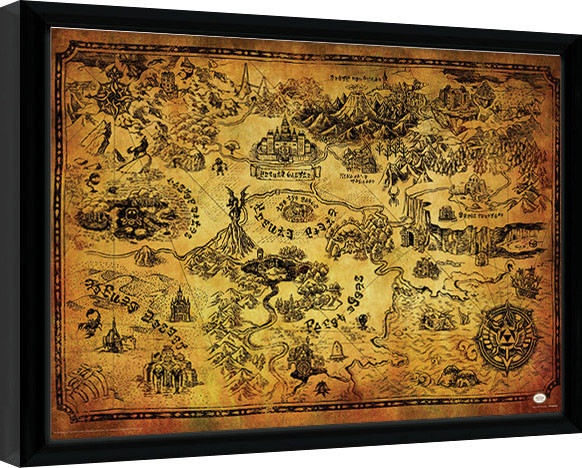 Zarámovaný plakát The Legend Of Zelda - Hyrule Map