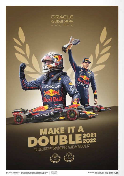Umělecký tisk Oracle Red Bull Racing - Make It Double - Max Verstappen - 2022 F1® World Drivers' Champion