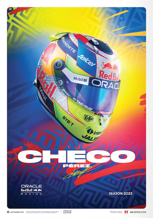 Umělecký tisk Oracle Red Bull Racing - Sergio Pérez - Helmet - 2023