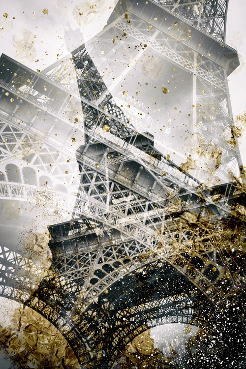 Cuadros en Lienzo Eiffel Tower | Vintage gold