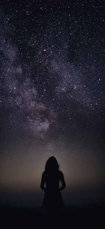 Cuadros en Lienzo silhouette of woman looking stars