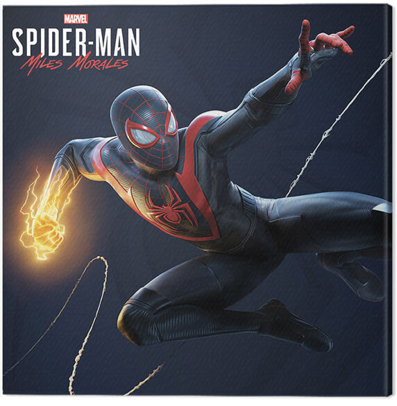 Cuadros en lienzo Spider-Man Miles Morales - Electric Fist Swing |  Decoraciones de la pared 