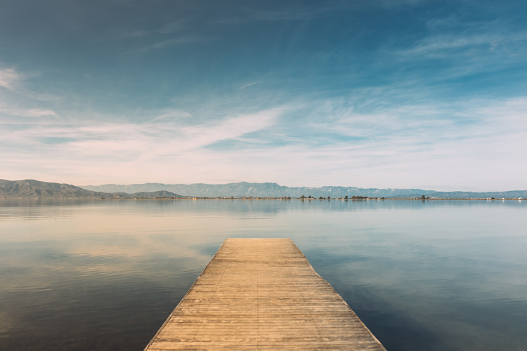 Cuadros en Lienzo Wood pier at sunset