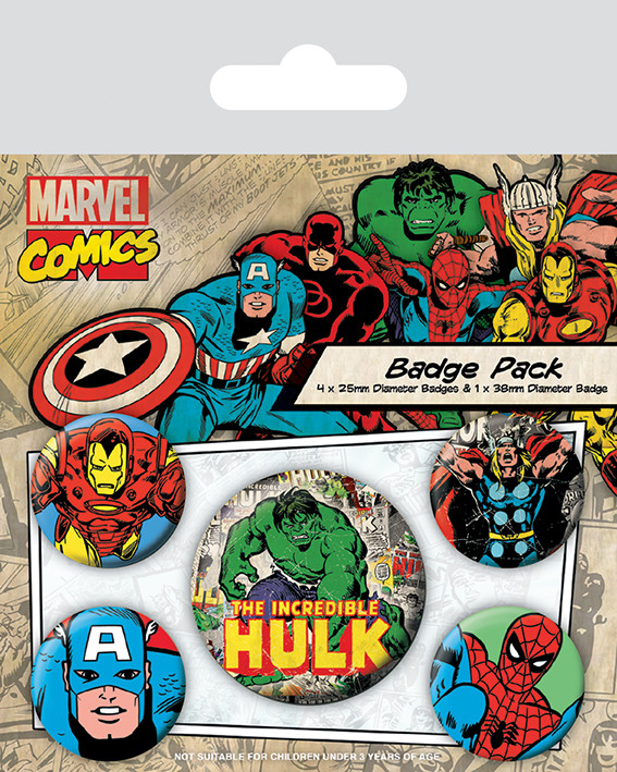 Odznaky set Marvel Retro - Hulk
