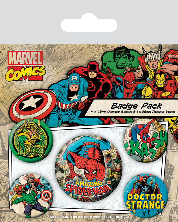 Odznaky set Marvel Retro - Spider-Man