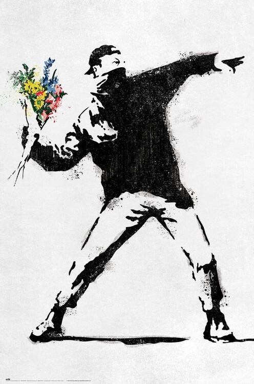 Plagát Banksy - The Flower Thrower