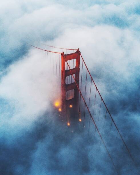 Plagát Golden Gate Bridge foggy low