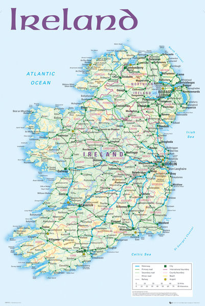 irska mapa Politická mapa Írska Plagát, Obraz na Posters.sk irska mapa