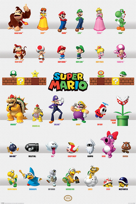 Plagát Super Mario - Character Parade