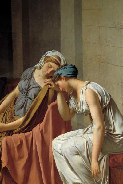 Plagát The Horaces Detail oath representing women collapsed in pain