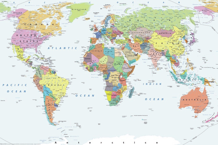 Plagát World Map - Political