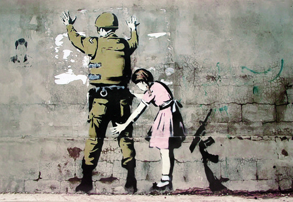 Plakat Banksy street art - Graffiti Soldier and girl