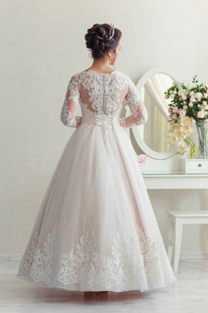 Plakat bride in wedding dress.morning bride