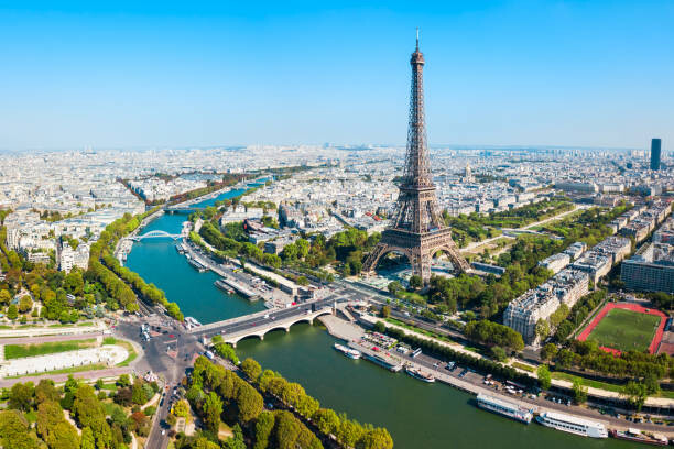 Plakat Eiffel Tower aerial view, Paris
