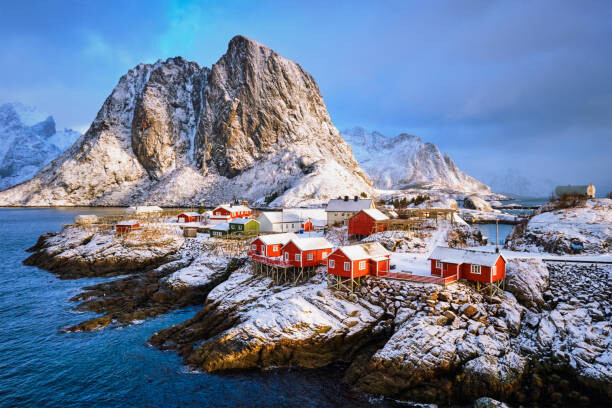 Plakat Hamnoy fishing village on Lofoten Islands, Norway