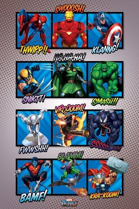 Marvel Heroes Sound Effects Plakat Poster Online På Europosters 