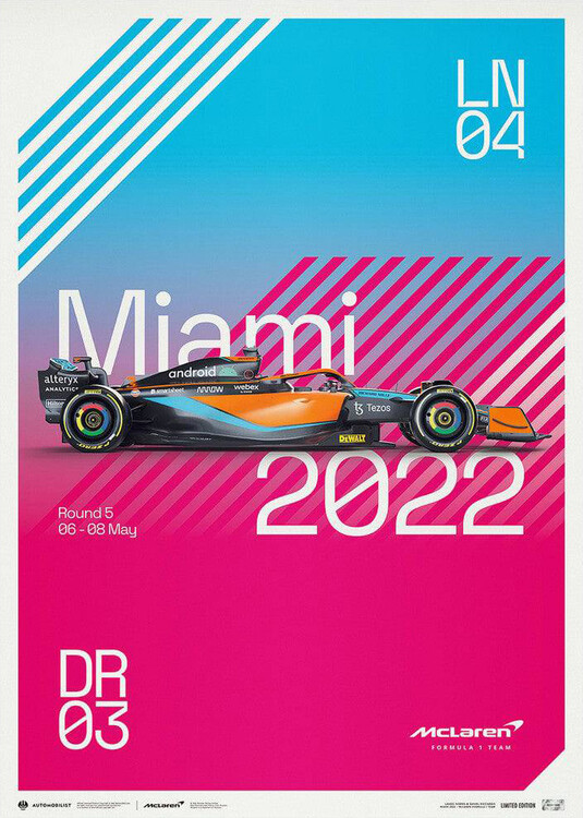 Kunsttryk Mclaren Formula 1 Team - Miami 2022 - Limited Edition