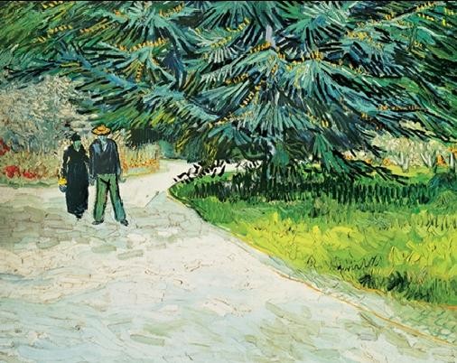 Public Garden with Couple and Blue Fir Tree - The Poet s Garden III, 1888 Kunsttryk