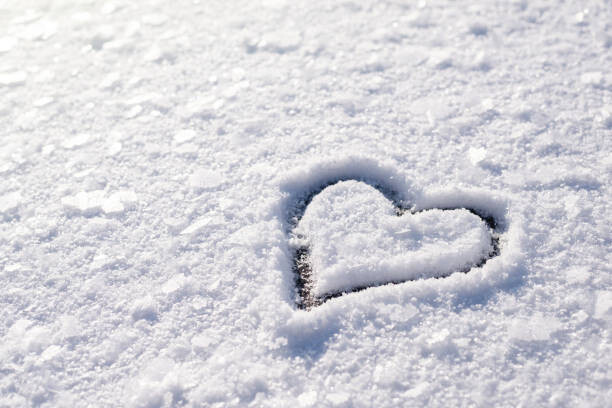 Plakat Small heart shape on snow with