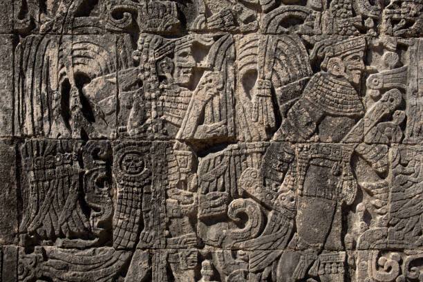 Plakat Stone relief carvings at the Mayan