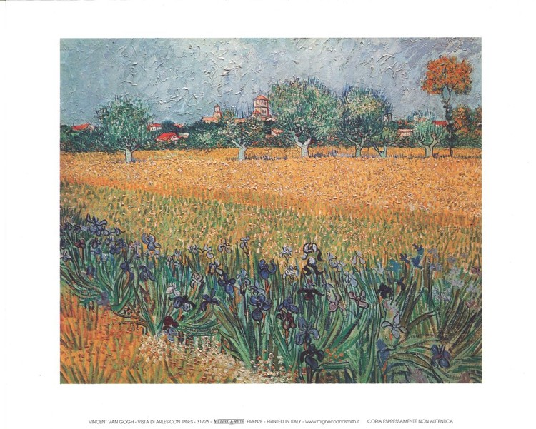 View of Arles with Irises in the Foreground, 1888 Kunsttryk