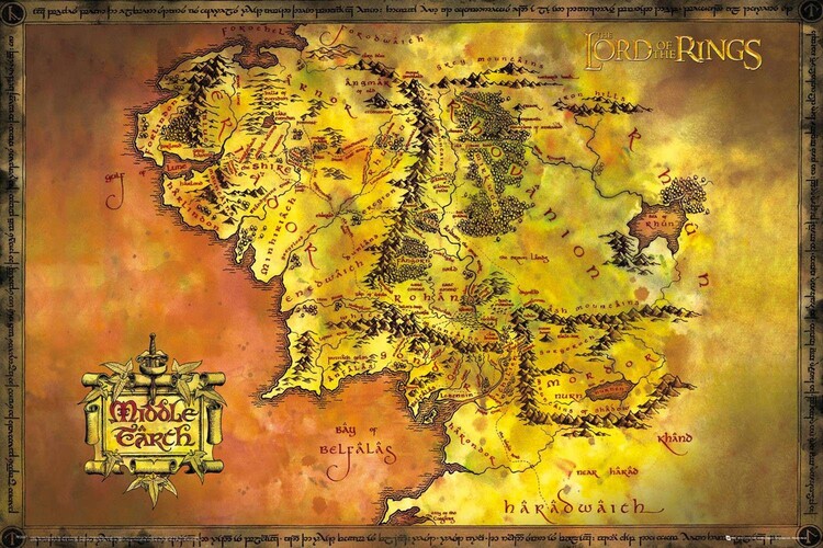 Plakát A gyűrűk ura  Középfölde térképe
