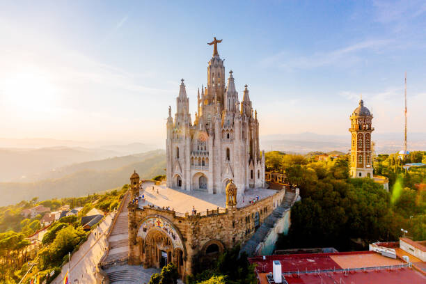 Plakát Aerial view of Barcelona skyline with