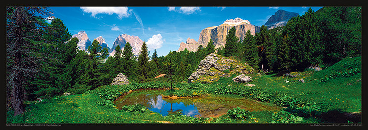 Olaszország - Dolomity, Saas Rigais u vody Plakát