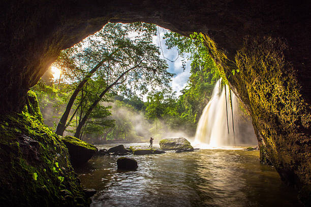 Plakát Amazing beautiful waterfalls in deep forest