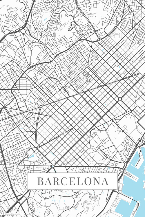 Plakát Barcelona white