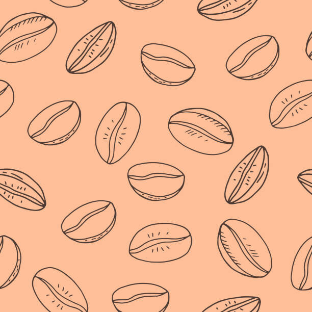 Plakát coffee beans seamless pattern hand drawn