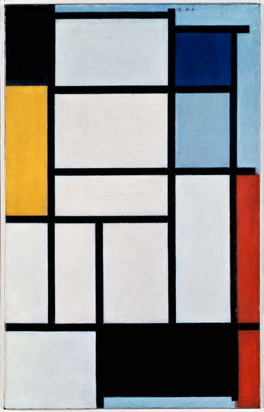 Plakát Composition with red, black, yellow, blue and grey, 1921