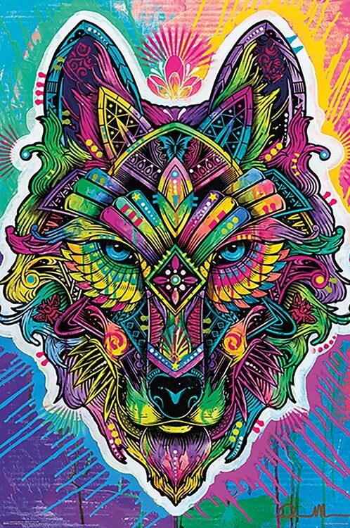 Plakát Dean Russo - Wolf Shaman Pop Art