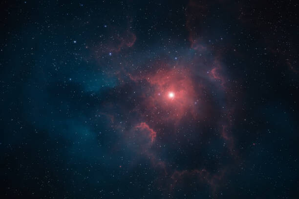 Plakát Deep space galaxy with red and blue nebula