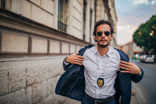 Plakát Detective on the city street