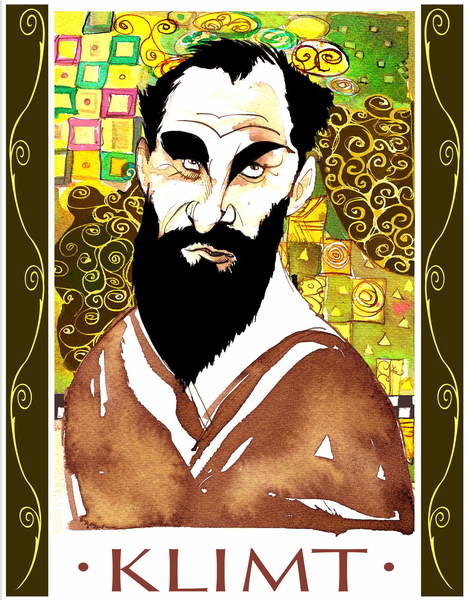 Plakát Gustav Klimt - colour caricature