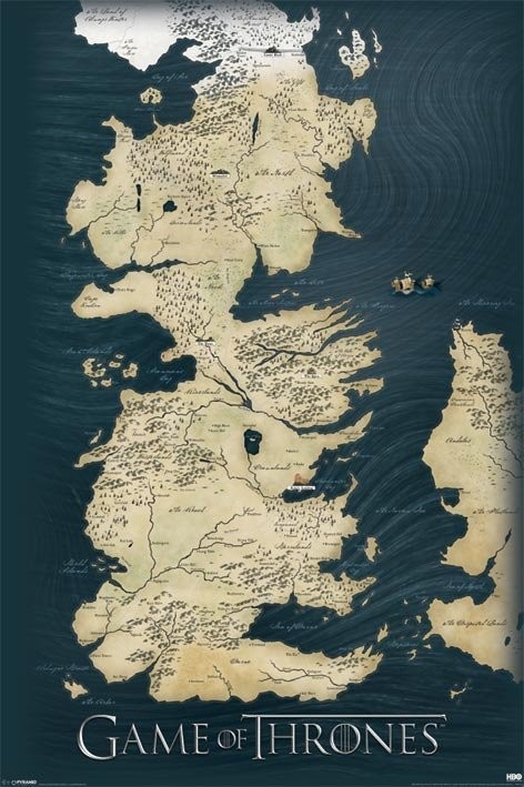 Plakát Hra o Trůny (Game of Thrones) - mapa