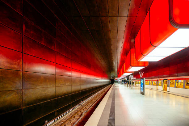 Plakát Illuminated subway station in Hamburg, Germany
