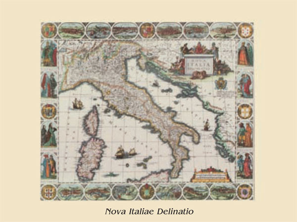 Reprodukcja Map of Italy - vintage