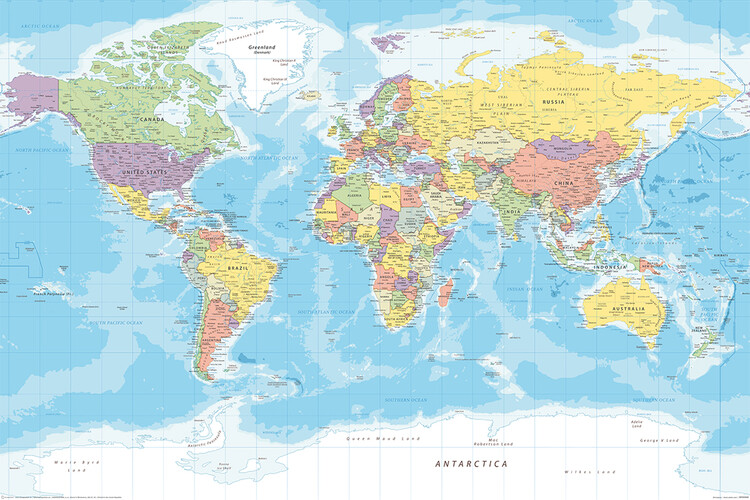 Plakát Mapa Světa - Political