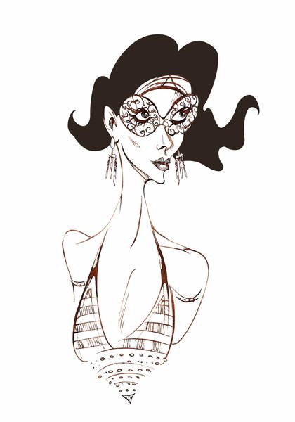 Plakát Model in a mask