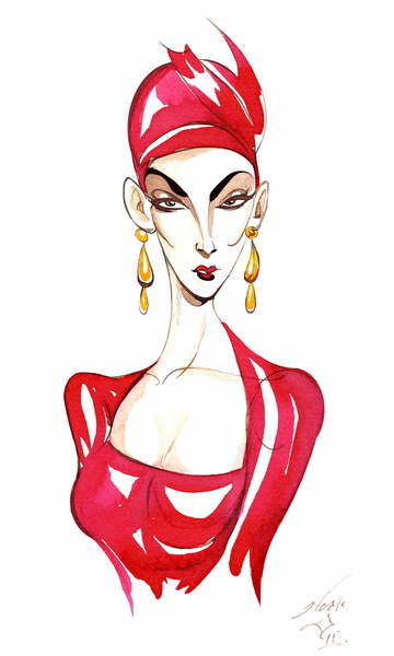 Plakát Model in a red costume