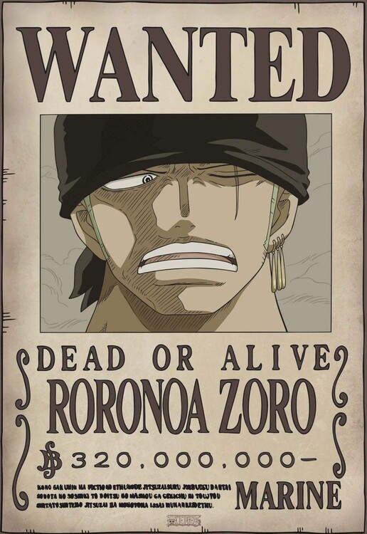 Plakát One Piece - Wanted Zoro