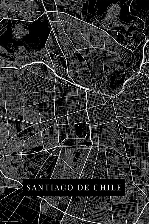 Plakát Santiago De Chile black