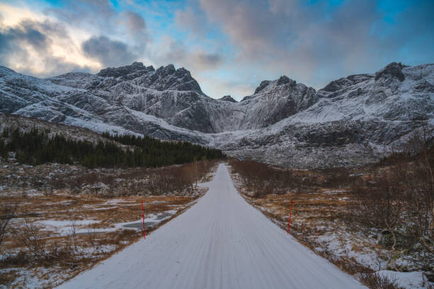 Plakát Scenic road covered with snow in