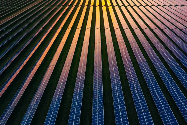 Plakát Solar panels at dusk