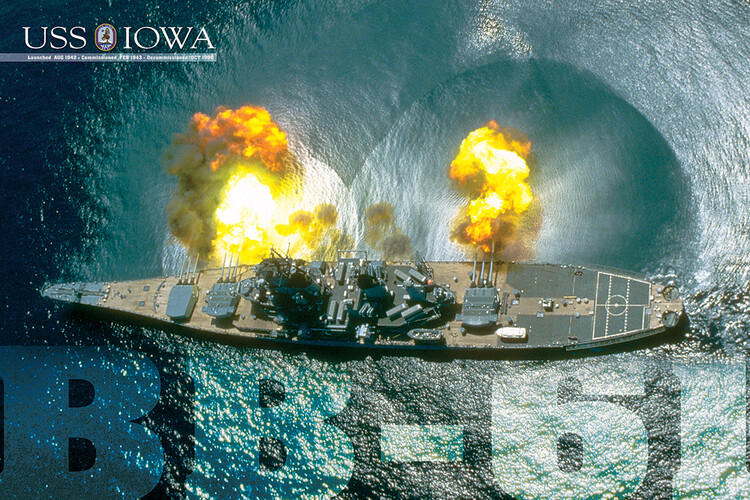 Plakát USS Iowa Guns firing