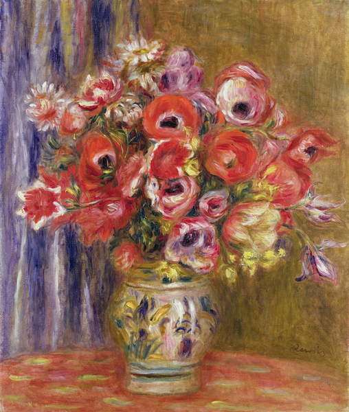 Plakát Vase of Tulips and Anemones, c.1895